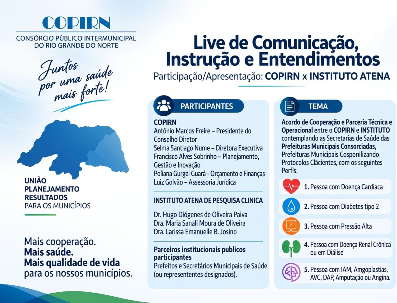 ACORDO COPIRN E INSTITUTO ATENA DE PESQUISAS CLÍNICAS VIABILIZA, EM CARATER “PRO BONO”,  PROCEDIMENTOS E CONSULTAS ESPECIALIZADAS